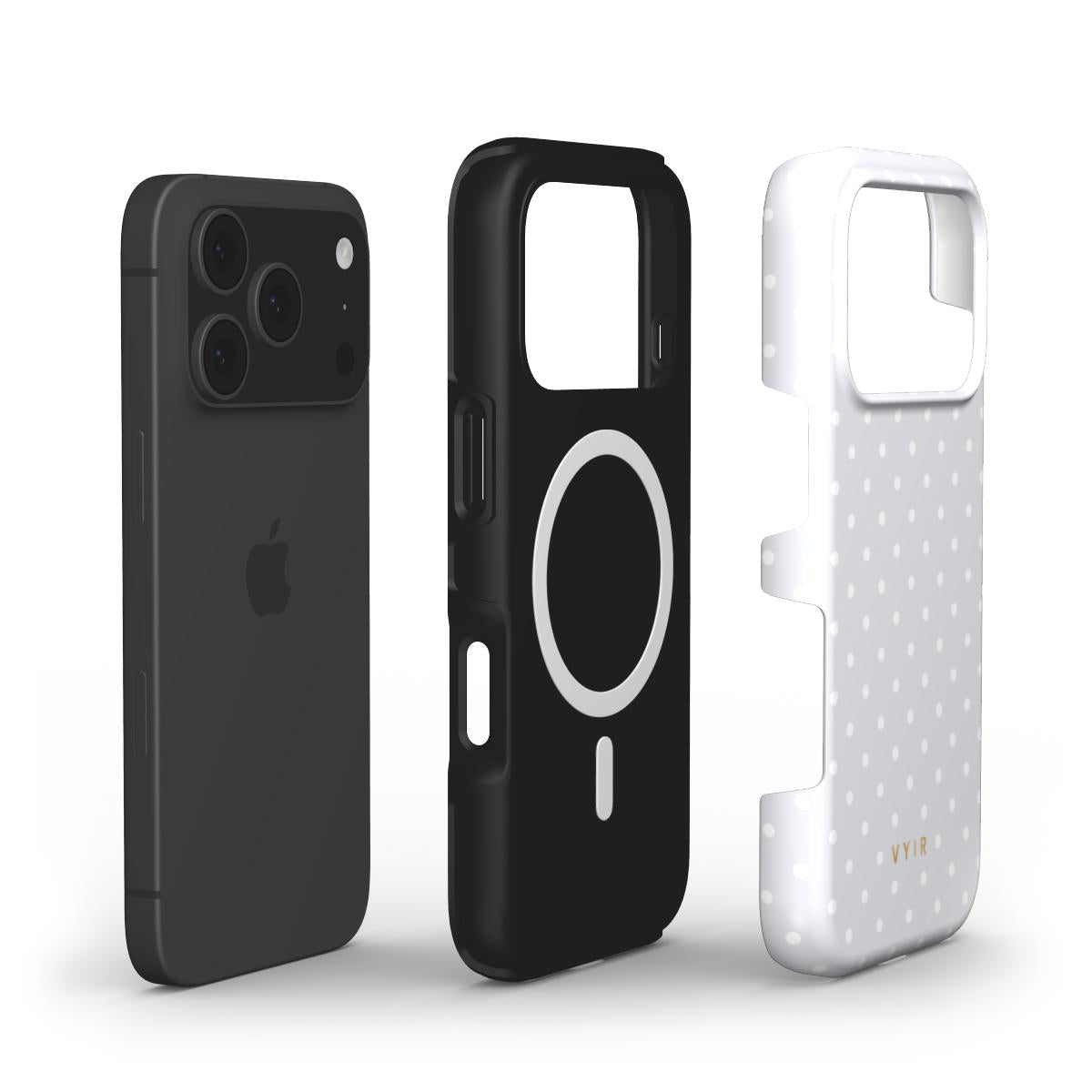 Tiny Polka Dots, Pearl White - Shockproof MagSafe iPhone Case - VYIR