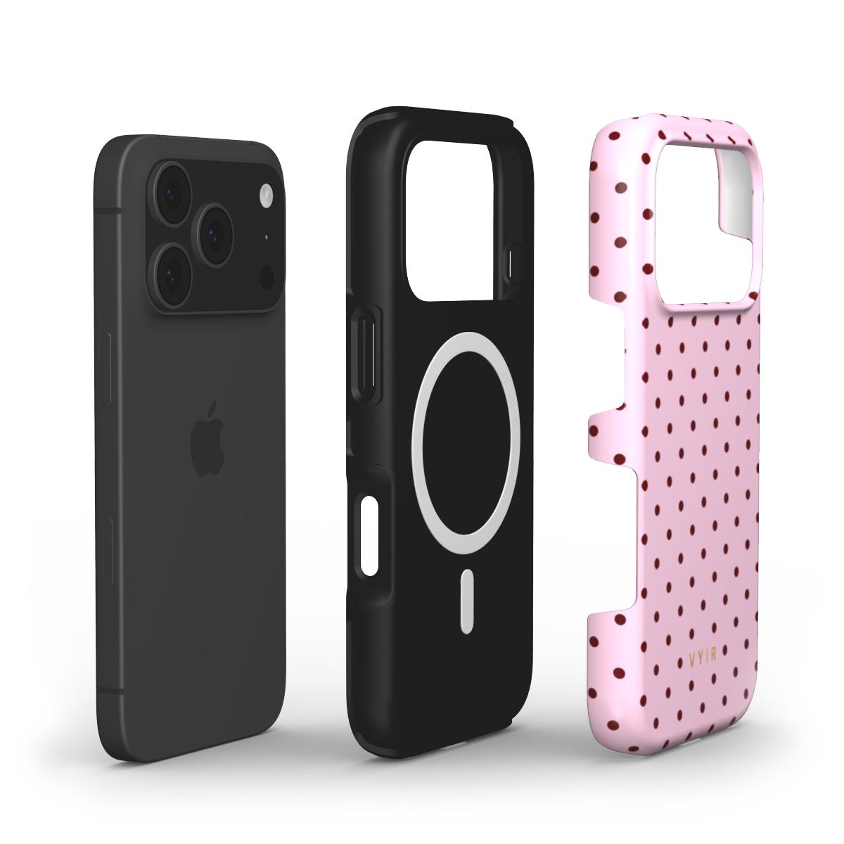 Tiny Polka Dots, Candy Pink - Shockproof MagSafe iPhone Case - VYIR