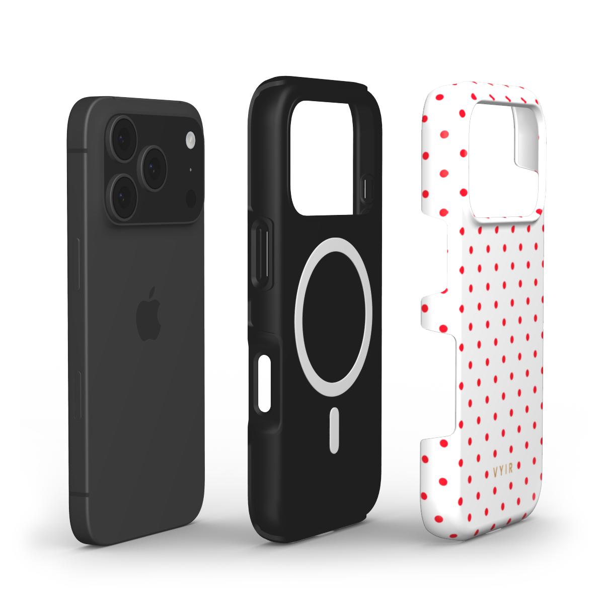 Tiny Polka Dots, Red Spark - Shockproof MagSafe iPhone Case - VYIR