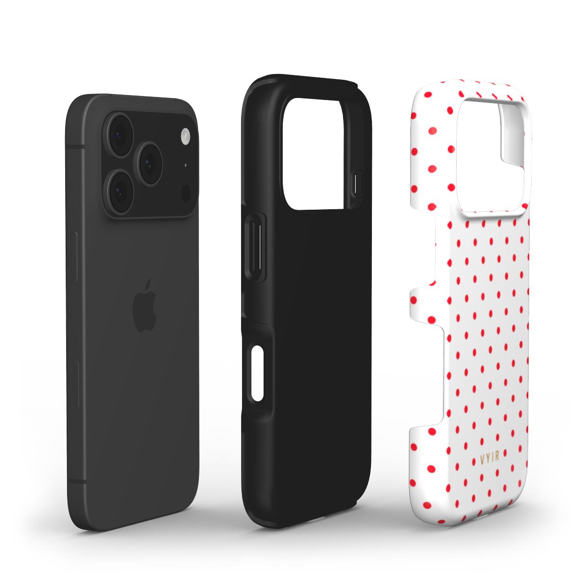 Tiny Polka Dots, Red Spark - Shockproof Phone Case - VYIR