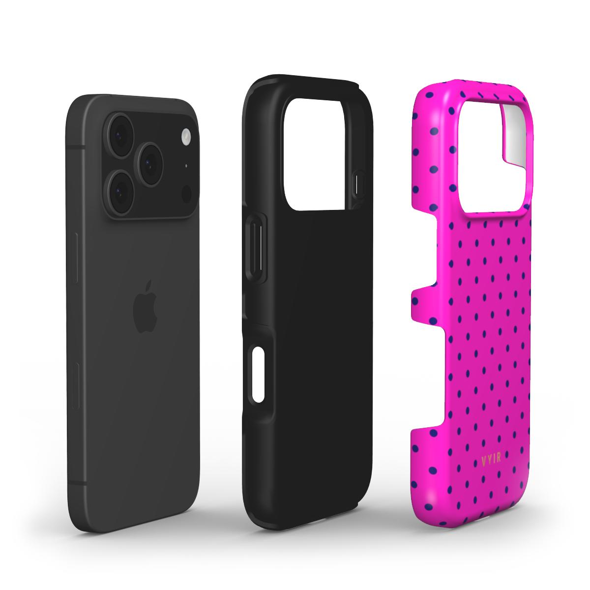 Tiny Polka Dots, Deep Pink - Shockproof Phone Case - VYIR