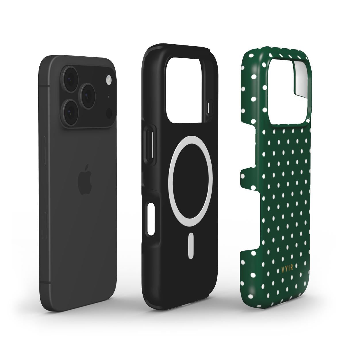 Tiny Polka Dots, Forest Green - Shockproof MagSafe iPhone Case - VYIR