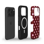Classic Polka Dots, Burgundy - Shockproof MagSafe iPhone Case - VYIR