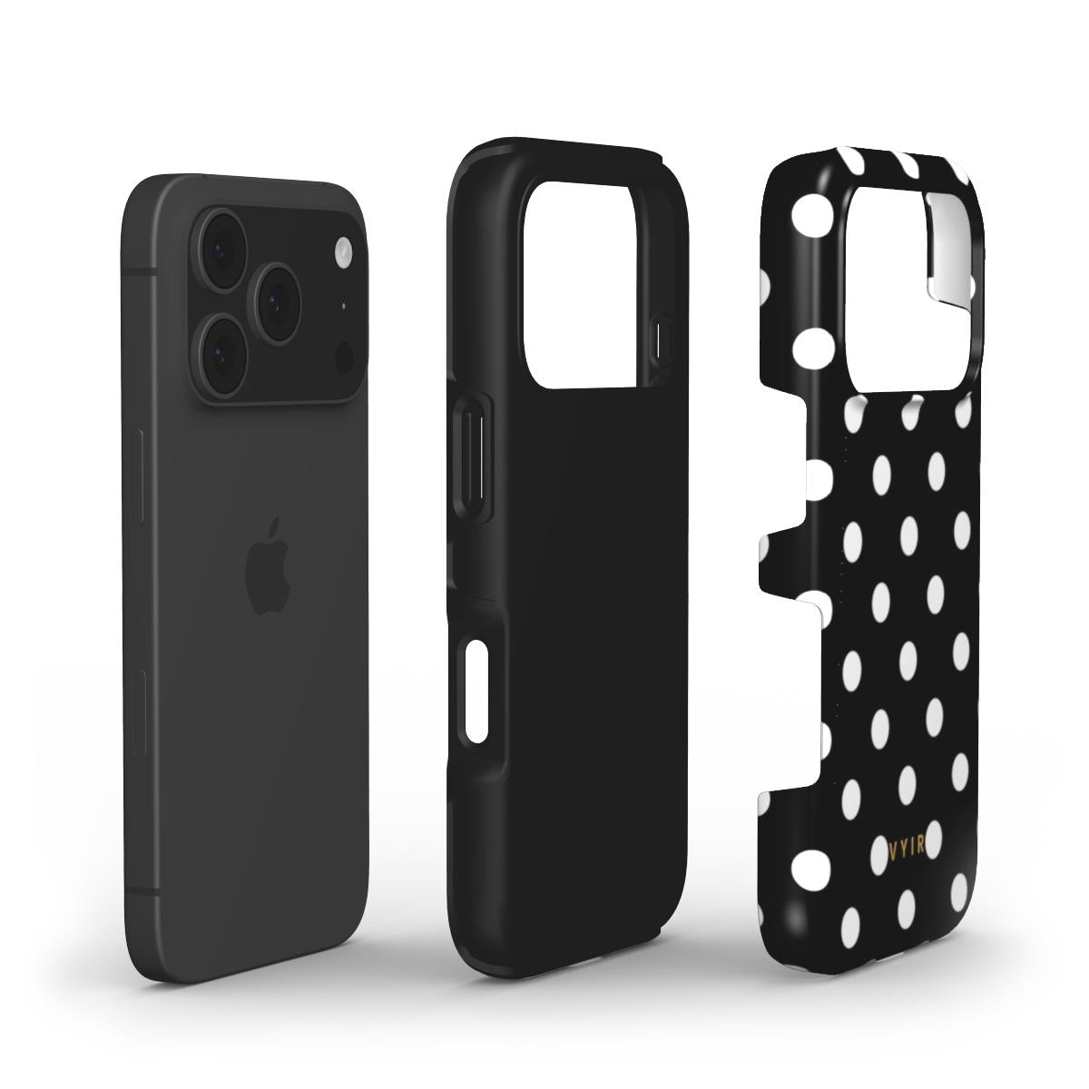 Classic Polka Dots, Black Noir - Shockproof Phone Case - VYIR