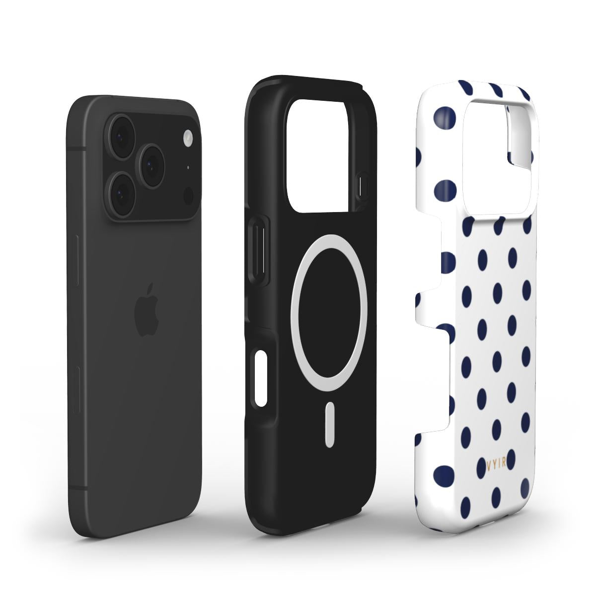 Classic Polka Dots, Sailor Blue - Shockproof MagSafe iPhone Case - VYIR