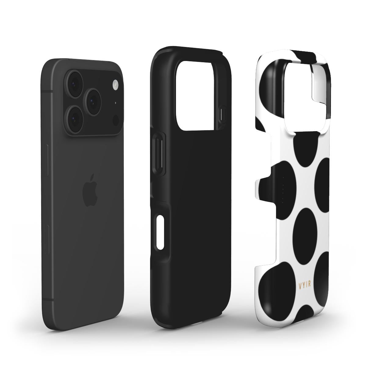 Large Polka Dots, Mono Black - Shockproof Phone Case - VYIR