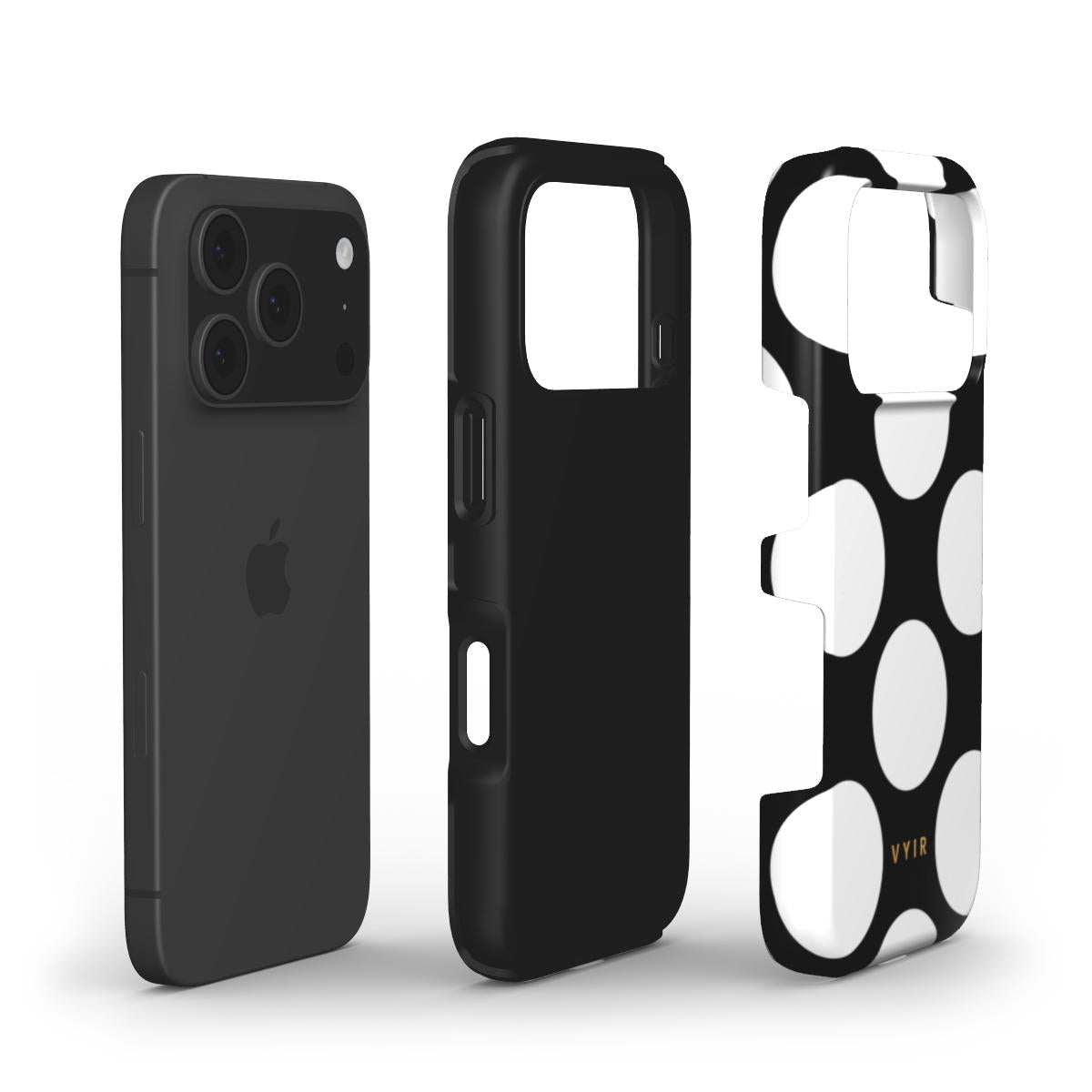Large Polka Dots, Black Sparkle - Shockproof Phone Case - VYIR