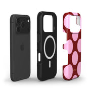 Large Polka Dots, Burgundy Pink - Shockproof MagSafe iPhone Case - VYIR
