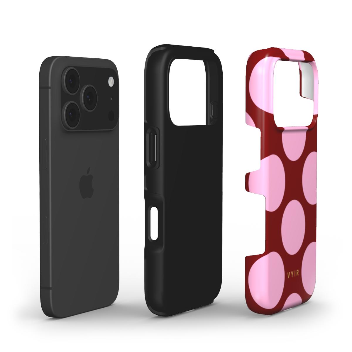 Large Polka Dots, Burgundy Pink - Shockproof Phone Case - VYIR