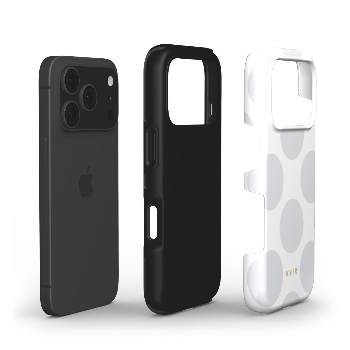 Large Polka Dots, Cloud Gray - Shockproof Phone Case - VYIR