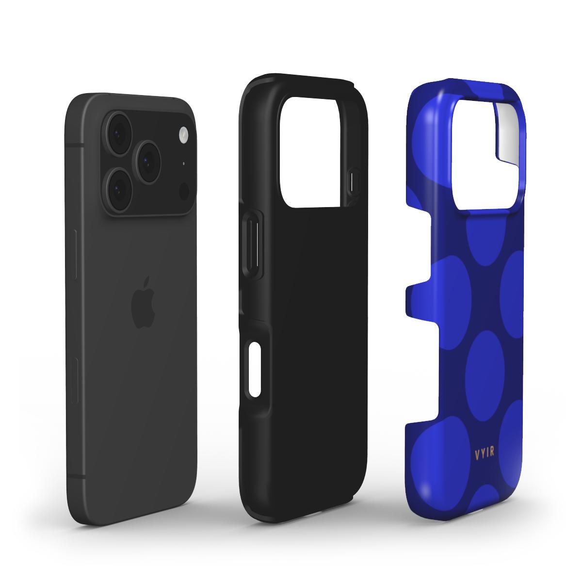 Large Polka Dots, Indigo Blue - Shockproof Phone Case - VYIR