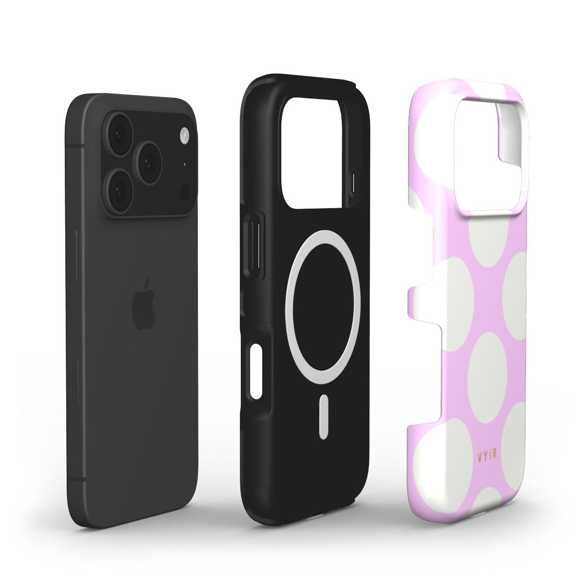 Large Polka Dots, Vanilla Pink - Shockproof MagSafe iPhone Case - VYIR