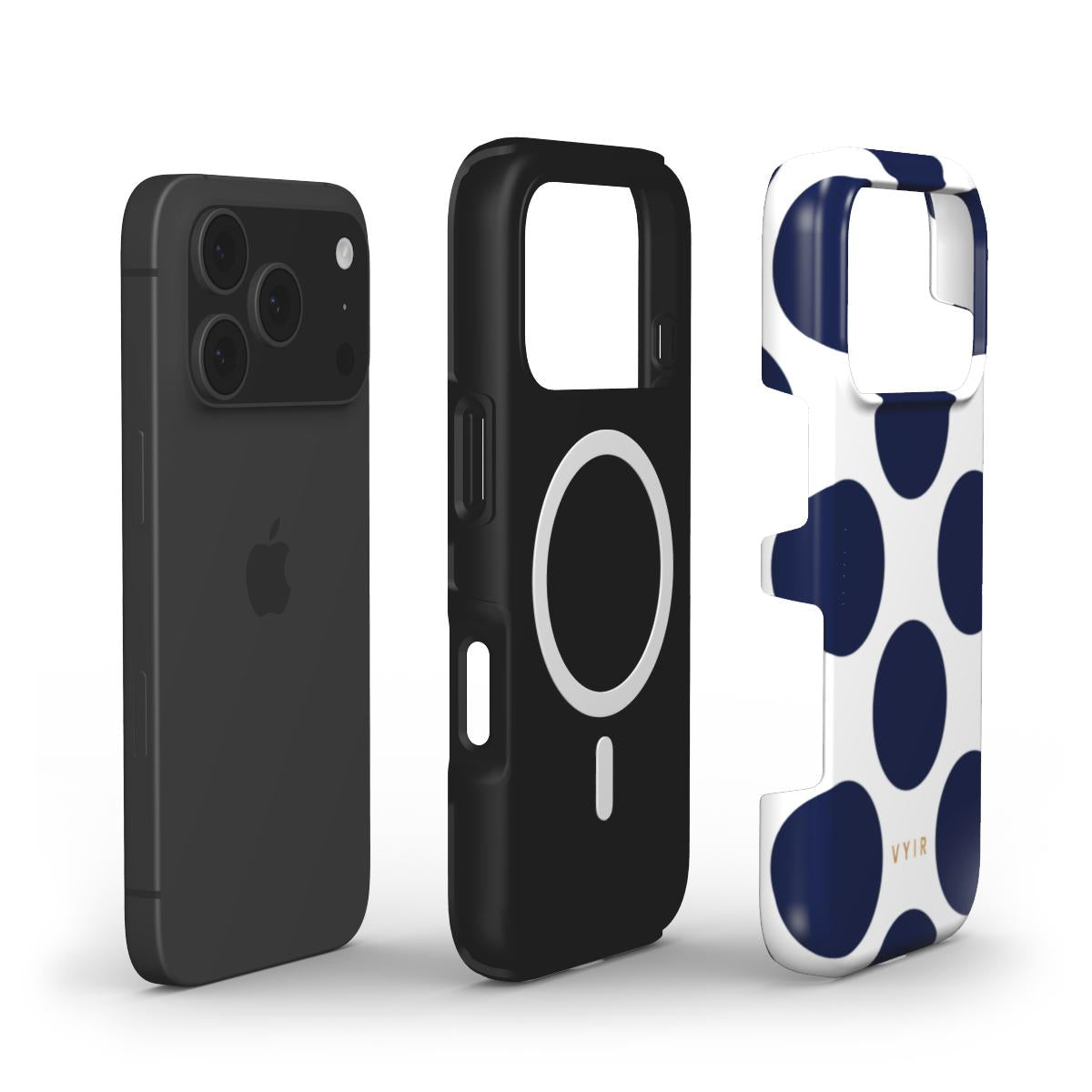 Large Polka Dots, Old Money Blue - Shockproof MagSafe iPhone Case - VYIR