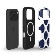 Large Polka Dots, Old Money Blue - Shockproof MagSafe iPhone Case - VYIR