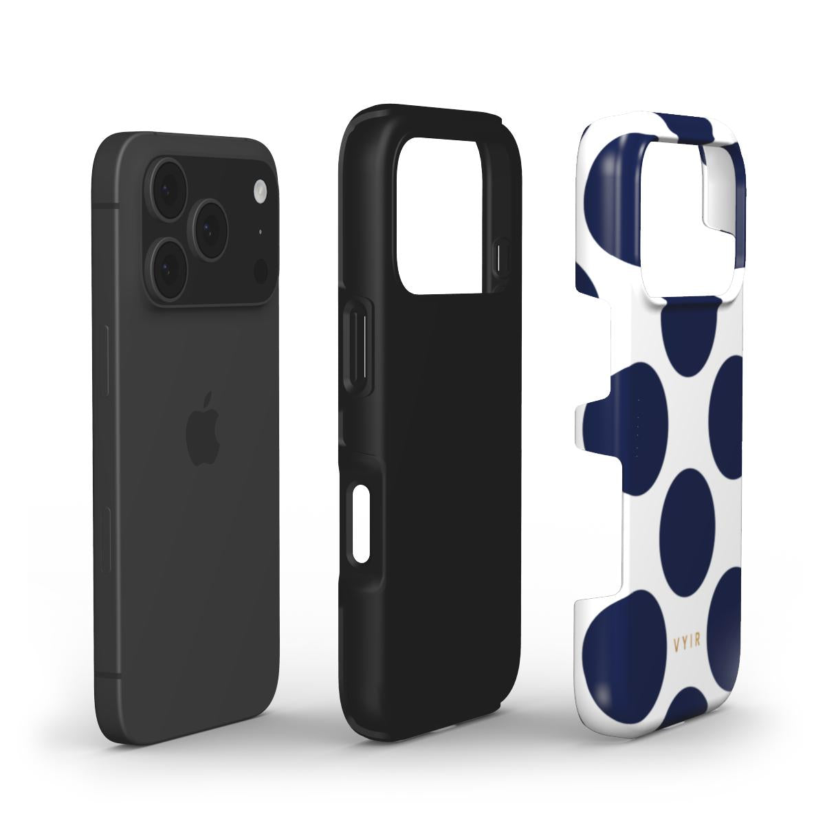 Large Polka Dots, Old Money Blue - Shockproof Phone Case - VYIR
