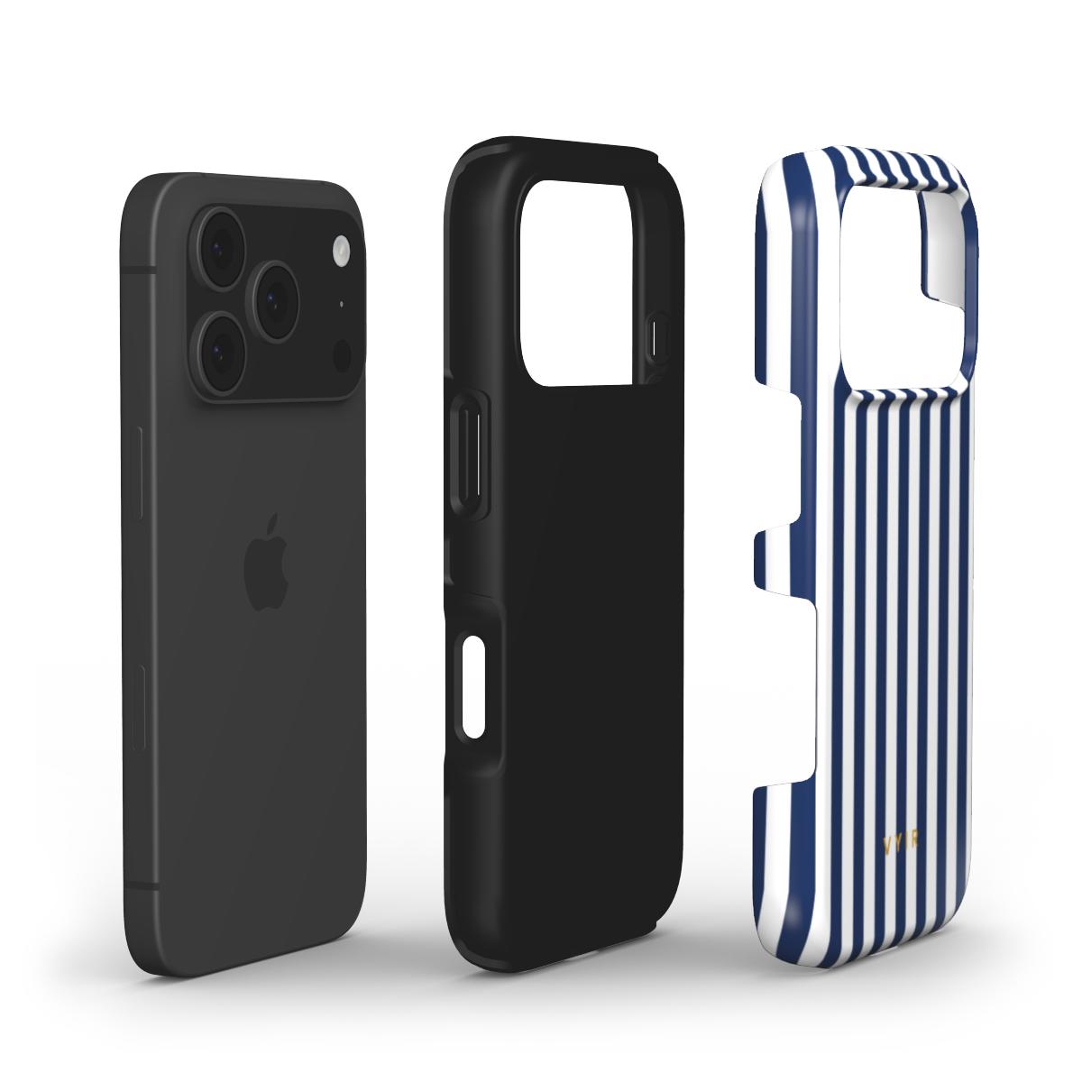 Vertical Stripes, Old Money Blue - Shockproof Phone Case - VYIR