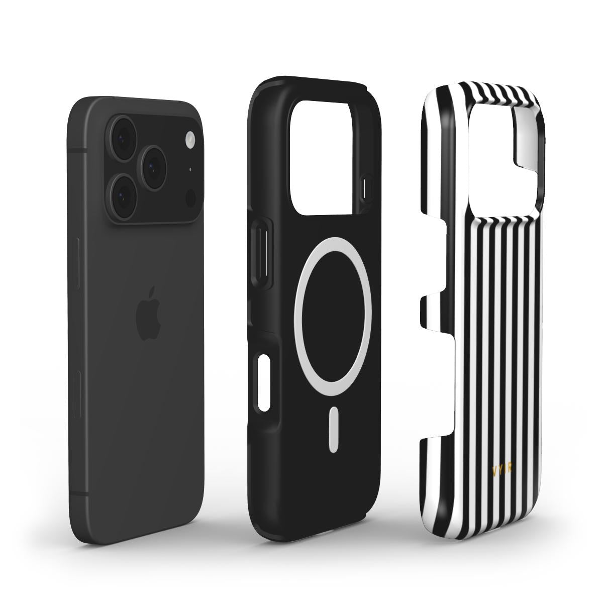 Vertical Stripes, Black and White - Shockproof MagSafe iPhone Case - VYIR