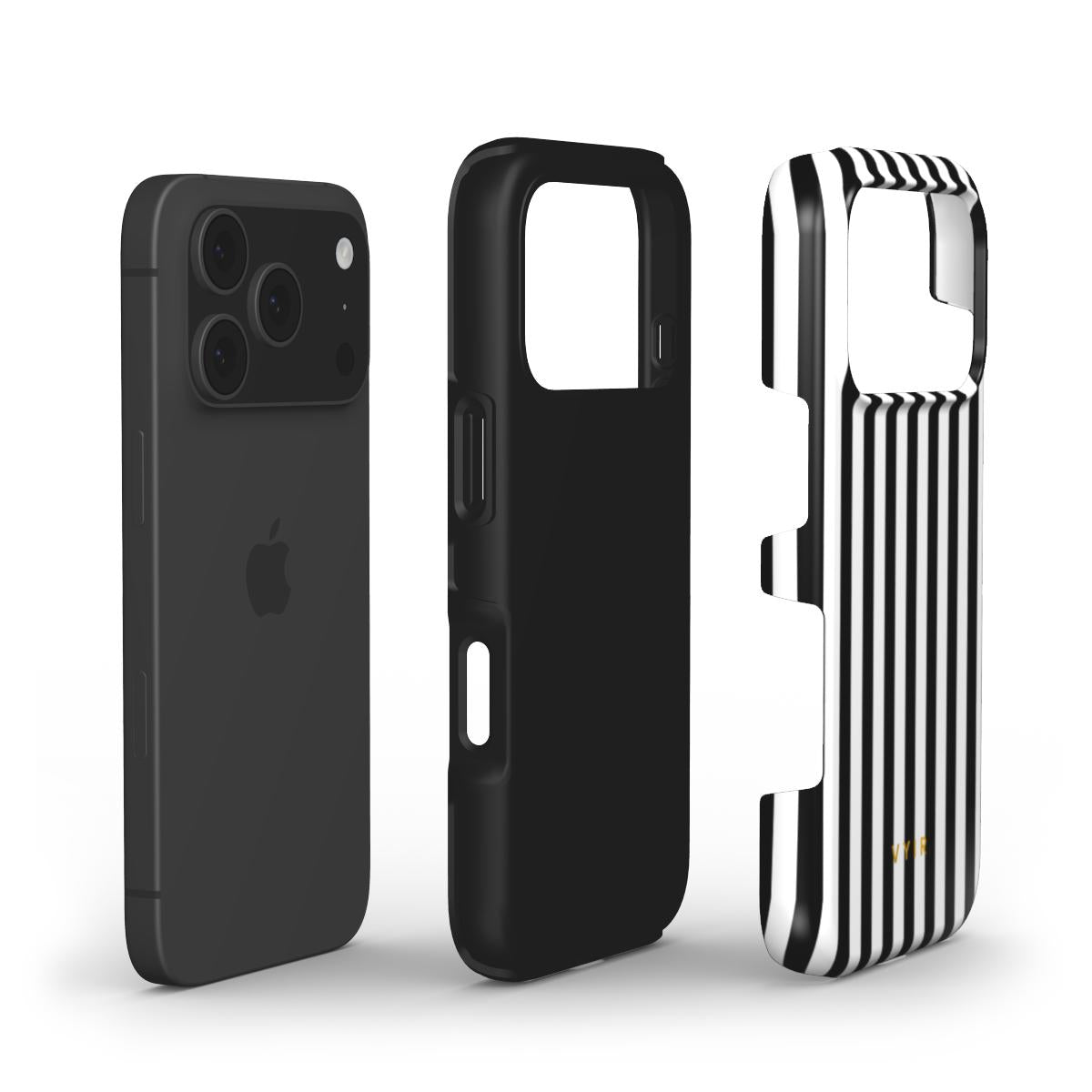 Vertical Stripes, Black and White - Shockproof Phone Case - VYIR