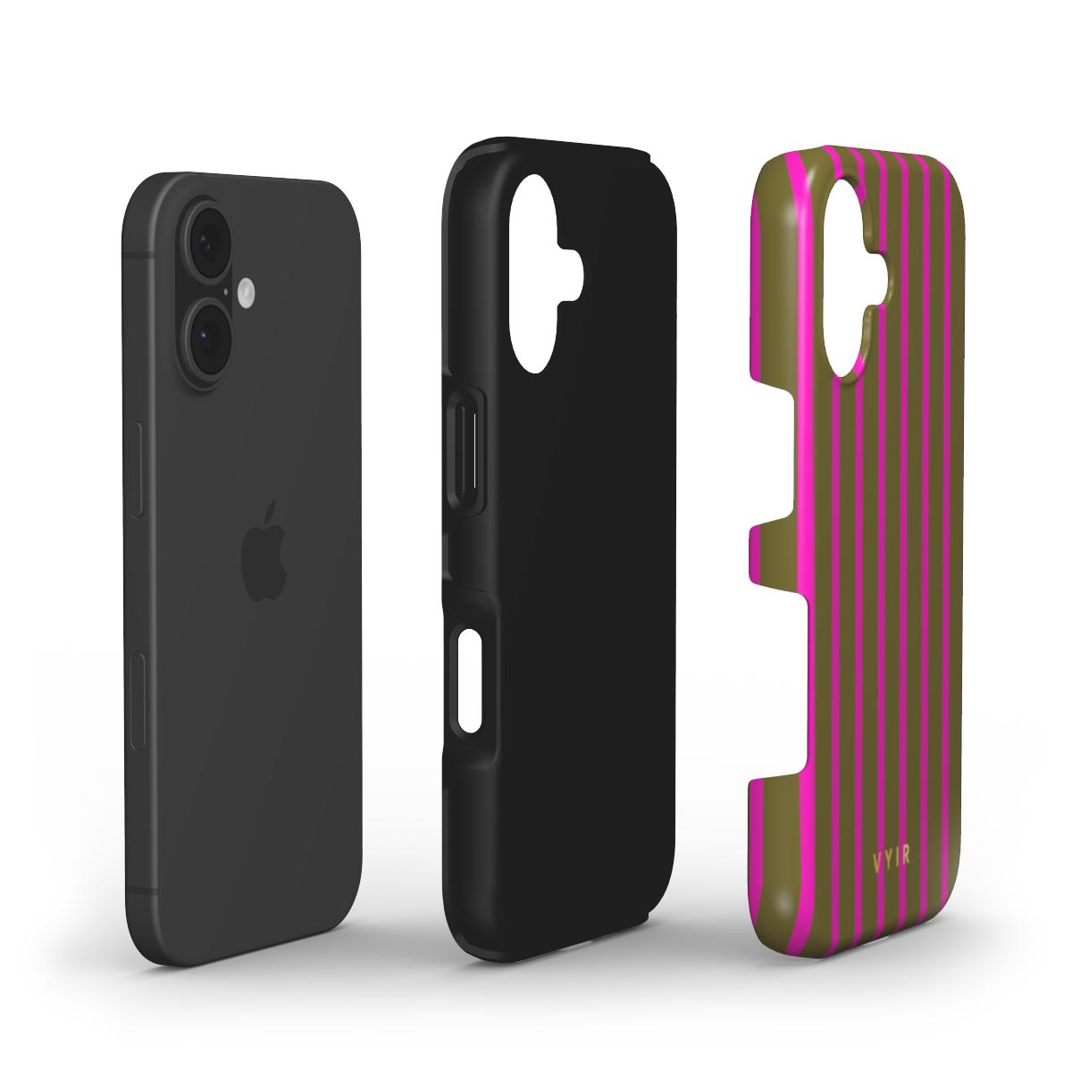 Vertical Stripes, Urban Olive - Shockproof Phone Case - VYIR