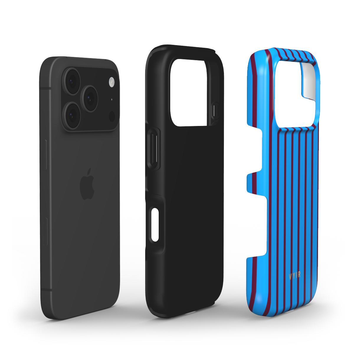 Vertical Stripes, Track Blue - Shockproof Phone Case - VYIR