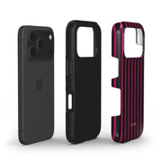 Vertical Stripes, Wine Red - Shockproof Phone Case - VYIR
