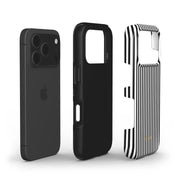 Vertical Stripes, Pinstripe Black and White - Shockproof Phone Case - VYIR