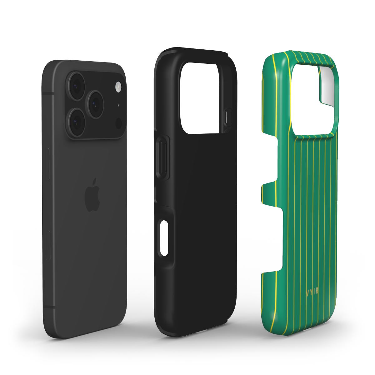 Vertical Stripes, Goldline Green - Shockproof Phone Case - VYIR