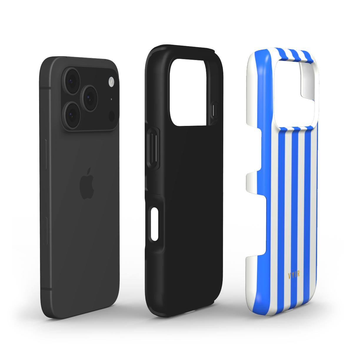 Vertical Stripes, Riviera Blue - Shockproof Phone Case - VYIR