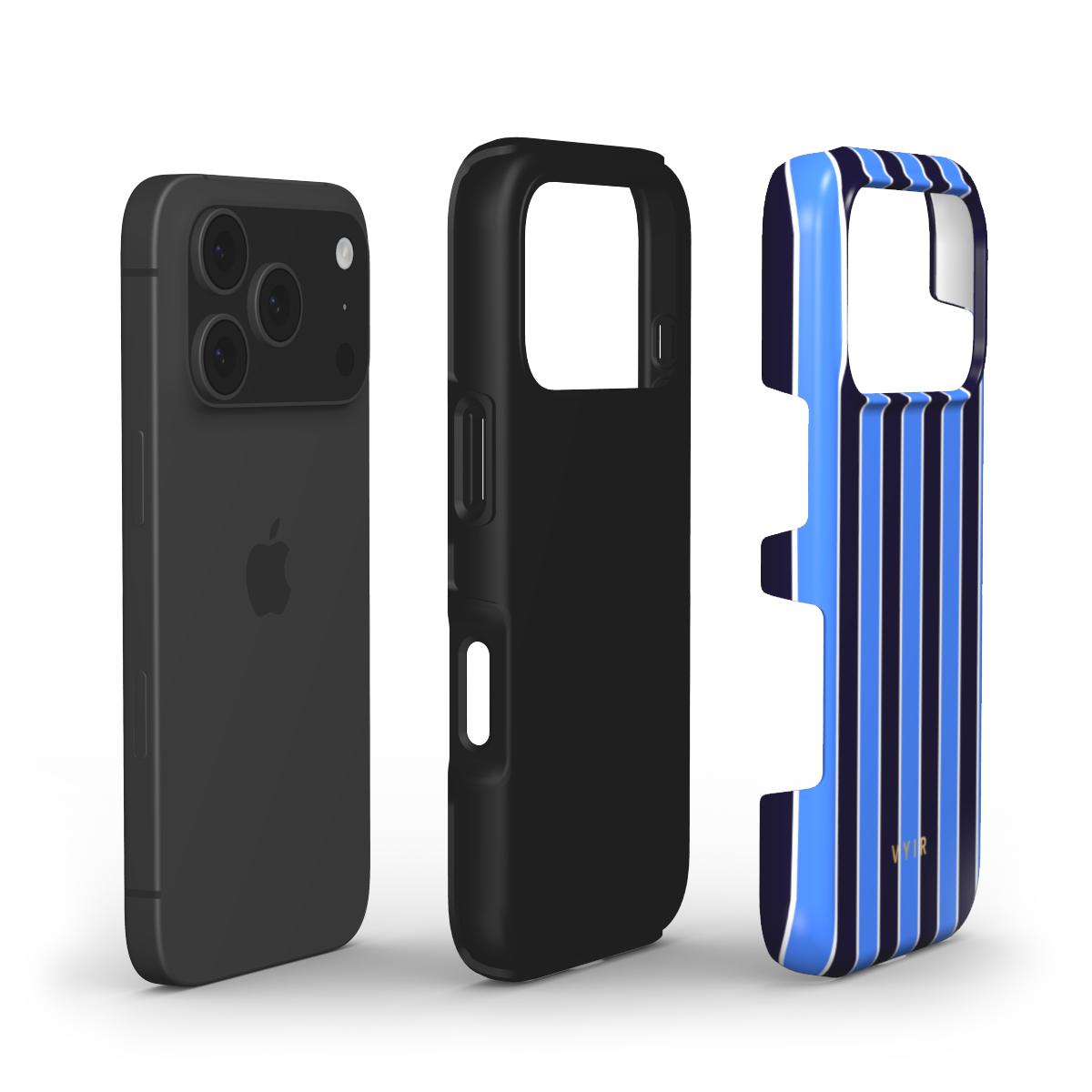 Vertical Stripes, Rivoli Blue - Shockproof Phone Case - VYIR