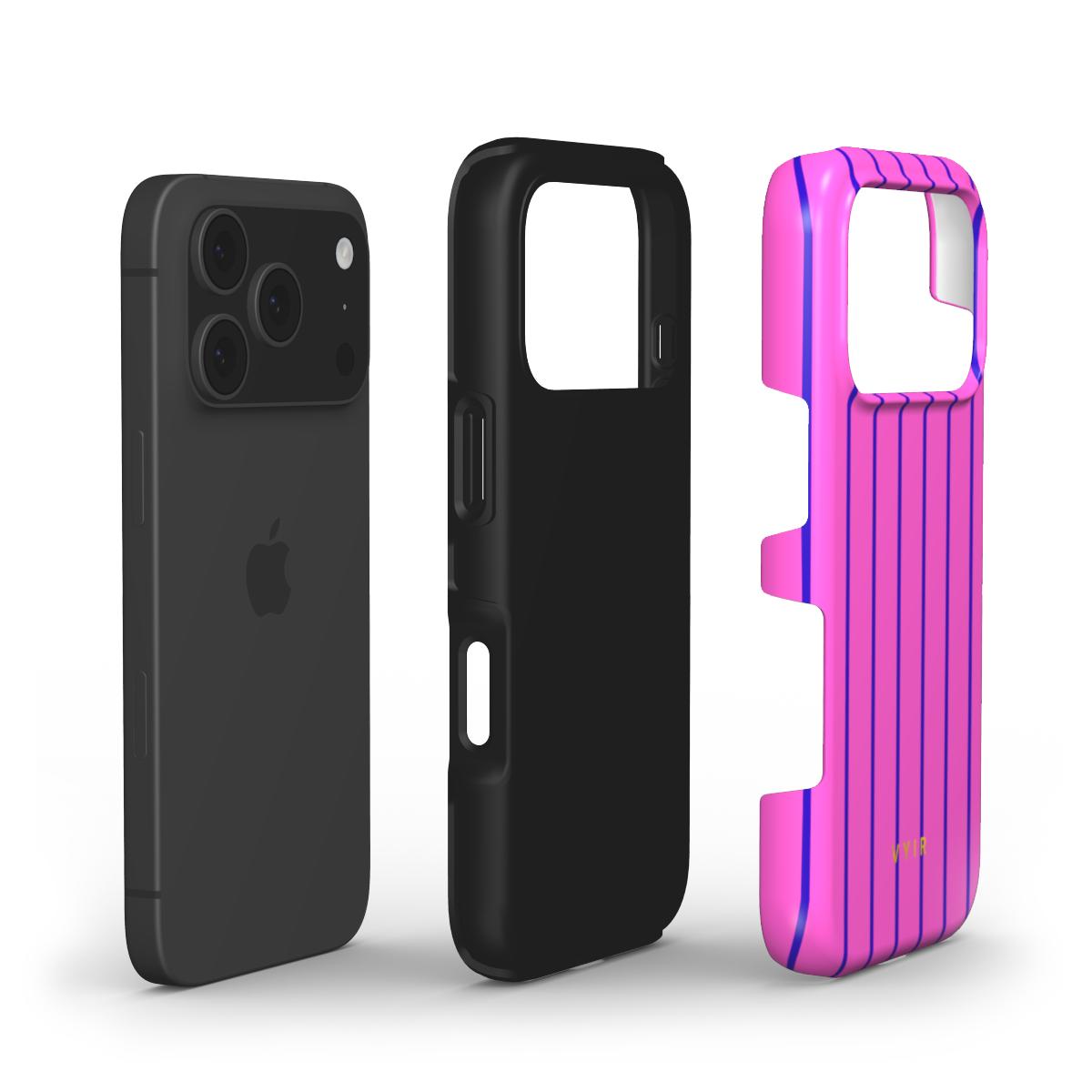 Vertical Stripes, Pink Curtains - Shockproof Phone Case - VYIR