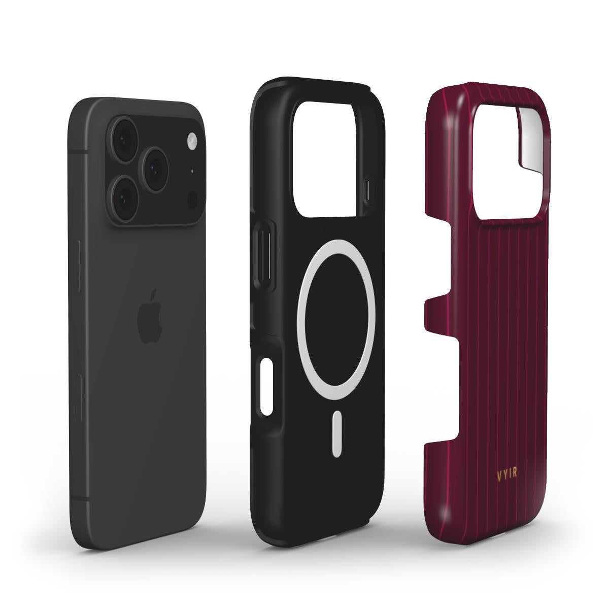 Vertical Stripes, Merlot - Shockproof MagSafe iPhone Case - VYIR