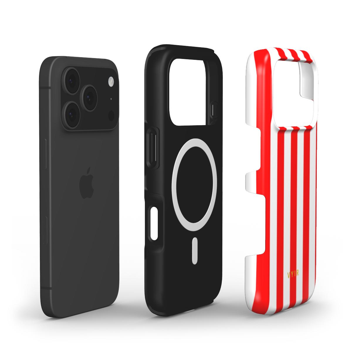 Vertical Stripes, Red Silk - Shockproof MagSafe iPhone Case - VYIR