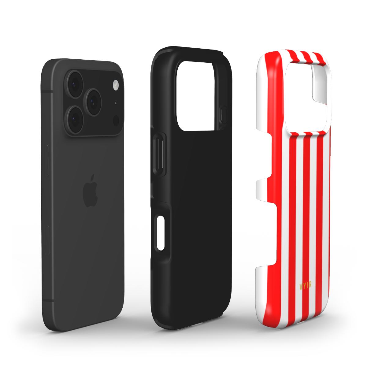 Vertical Stripes, Red Silk - Shockproof Phone Case - VYIR