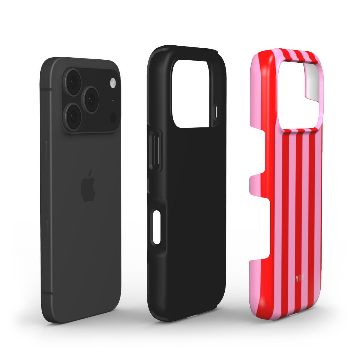 Vertical Stripes, Red Blush - Shockproof Phone Case - VYIR