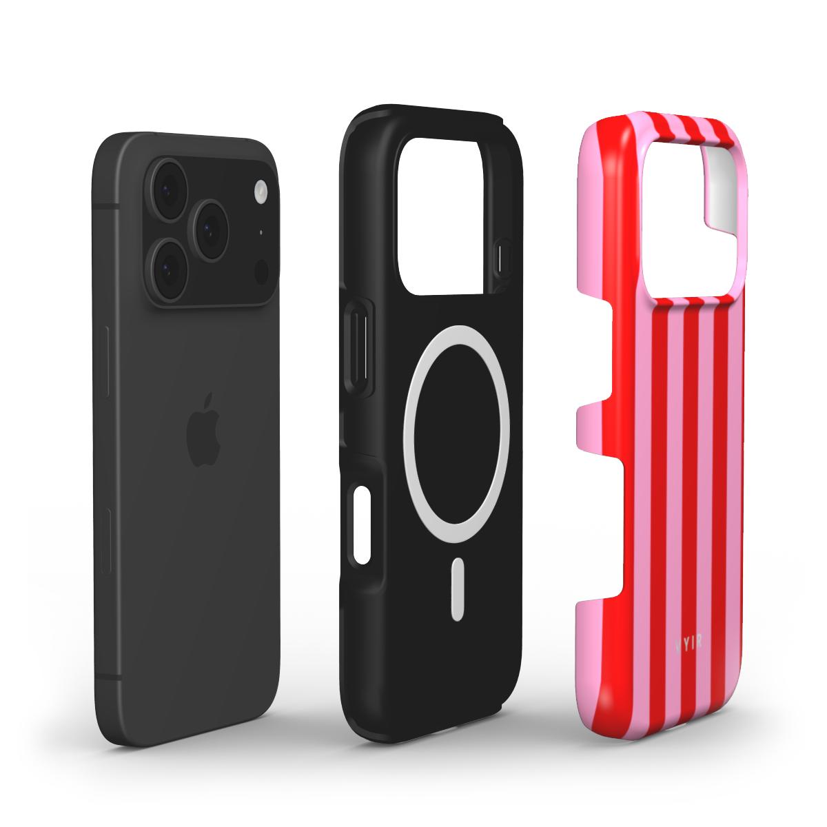 Vertical Stripes, Red Blush - Shockproof MagSafe iPhone Case - VYIR