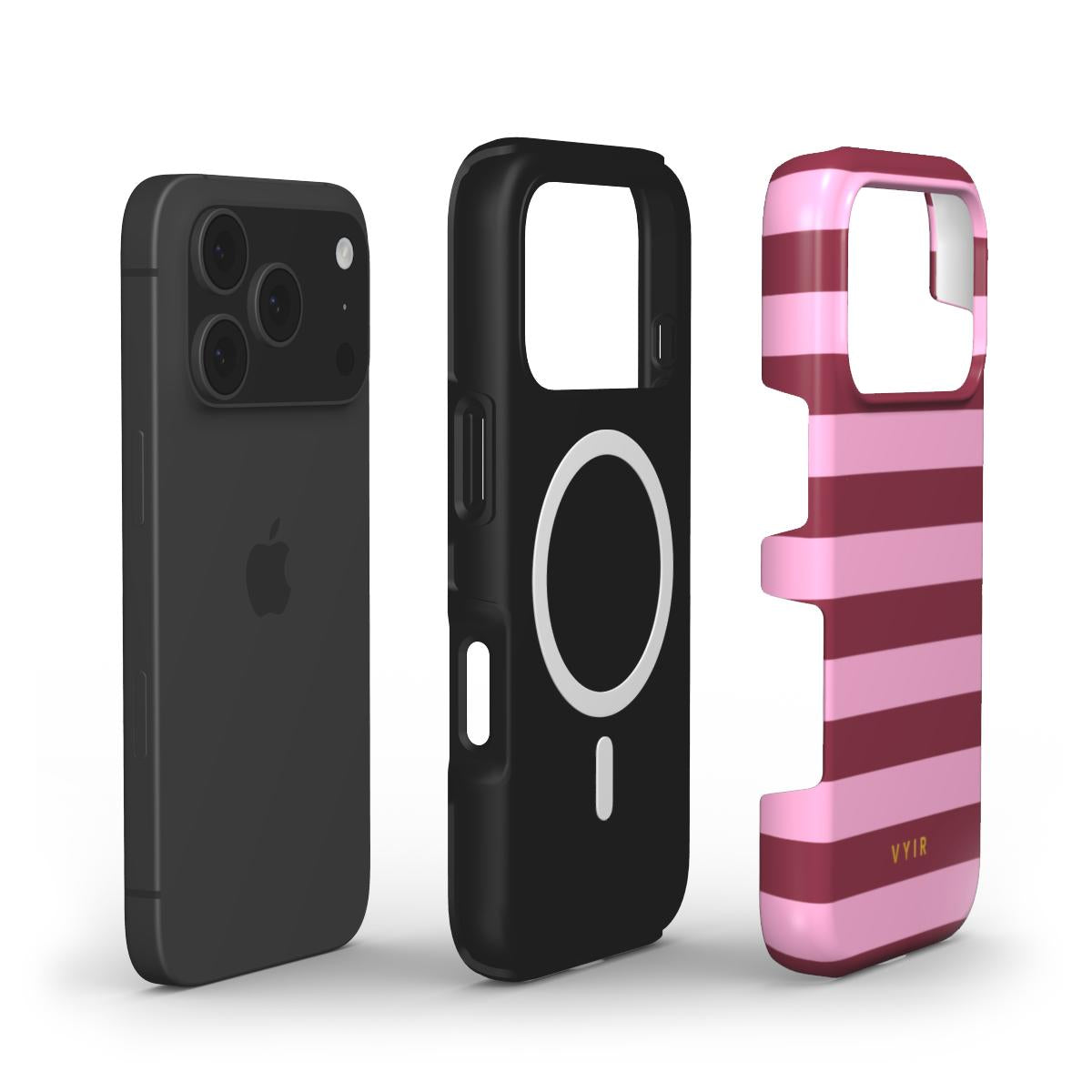 Horizontal Stripes, Candy Pink - Shockproof MagSafe iPhone Case - VYIR