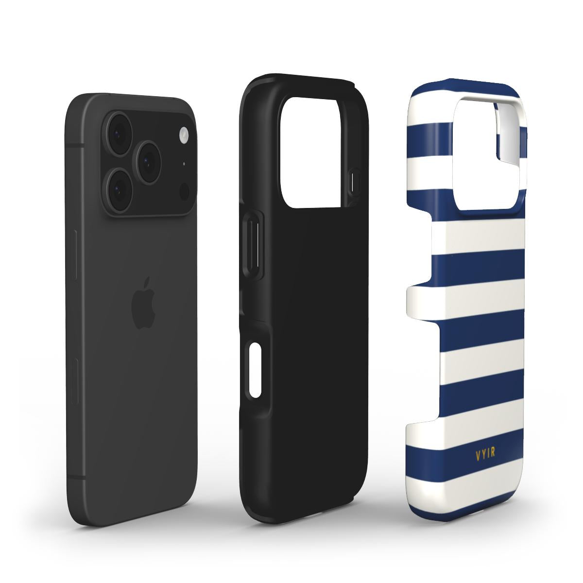Horizontal Stripes, Old Money Blue - Shockproof Phone Case - VYIR