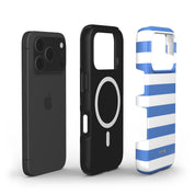 Horizontal Stripes, Parisian Blue - Shockproof MagSafe iPhone Case - VYIR
