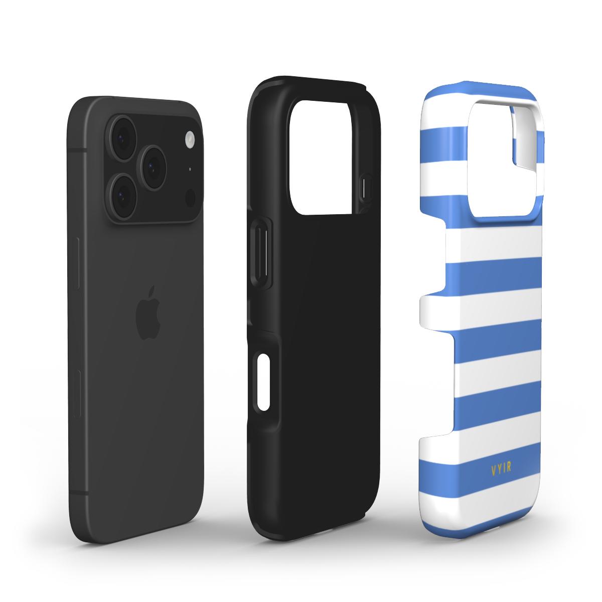 Horizontal Stripes, Parisian Blue - Shockproof Phone Case - VYIR