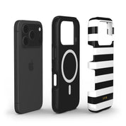 Horizontal Stripes, Black and White - Shockproof MagSafe iPhone Case - VYIR
