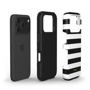 Horizontal Stripes, Black and White - Shockproof Phone Case - VYIR