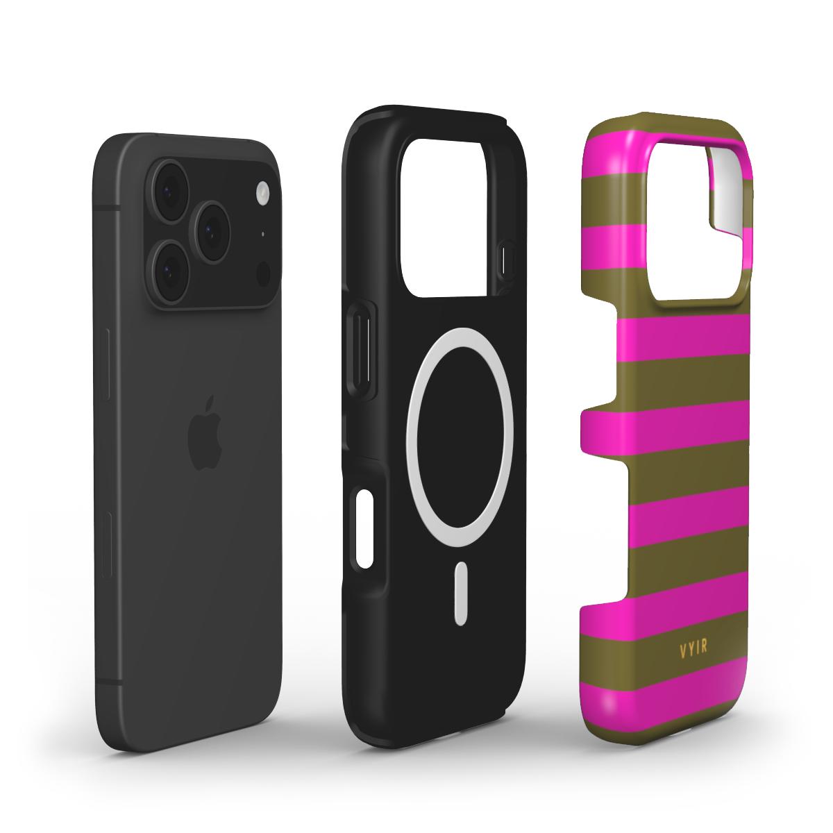 Horizontal Stripes, Urban Olive - Shockproof MagSafe iPhone Case - VYIR
