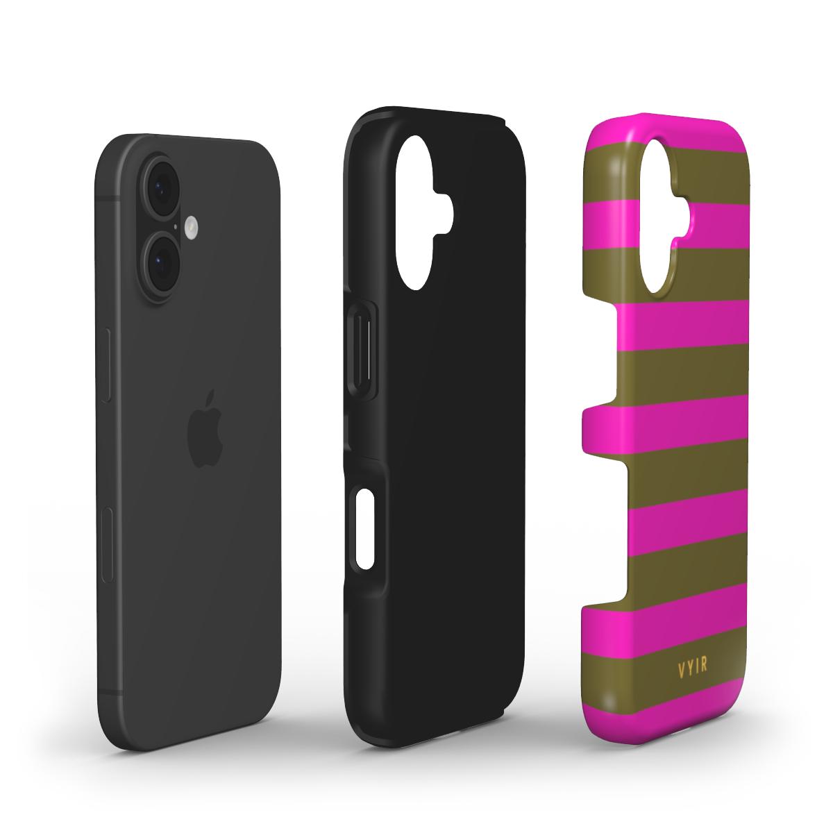 Horizontal Stripes, Urban Olive - Shockproof Phone Case - VYIR