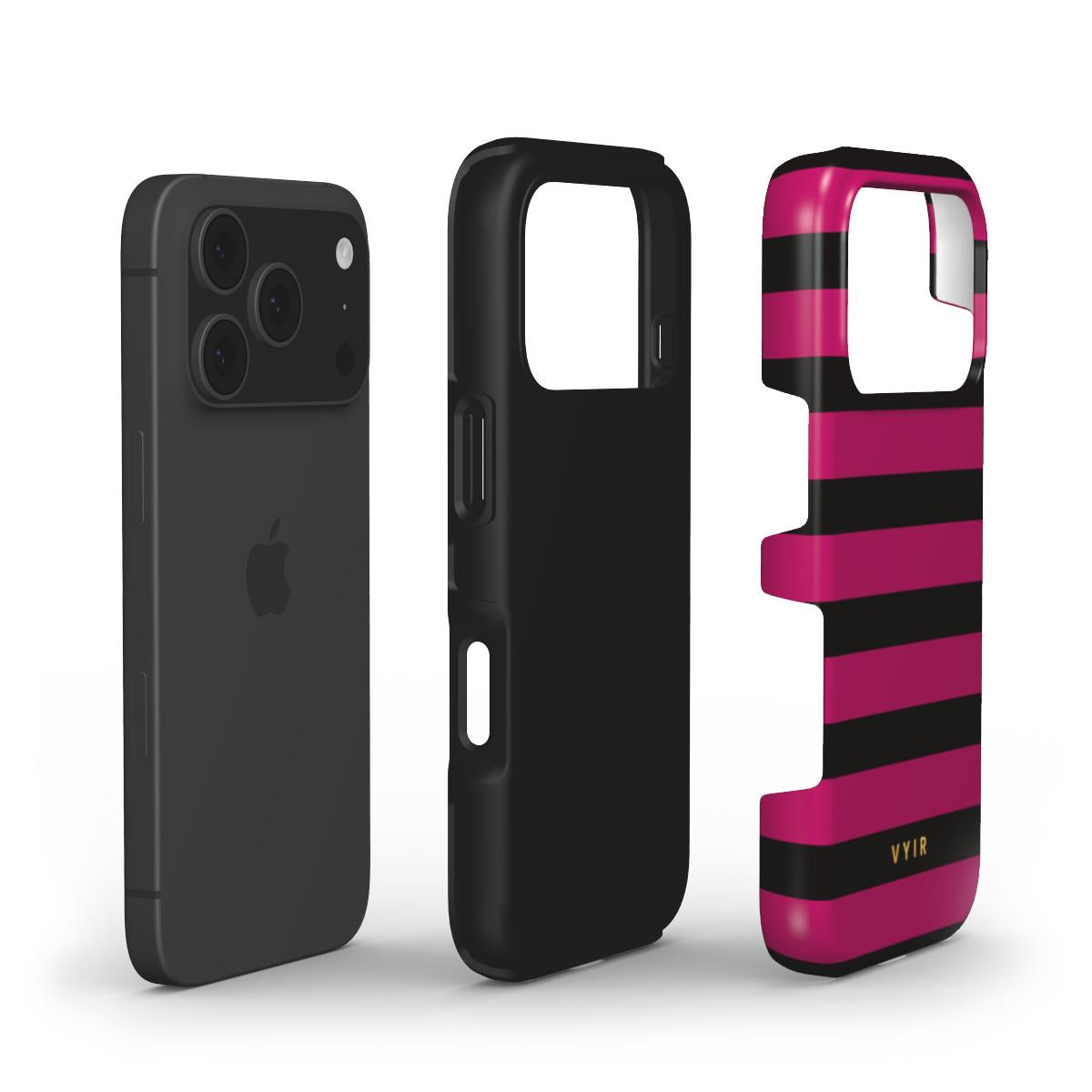 Horizontal Stripes, Wine Red - Shockproof Phone Case - VYIR