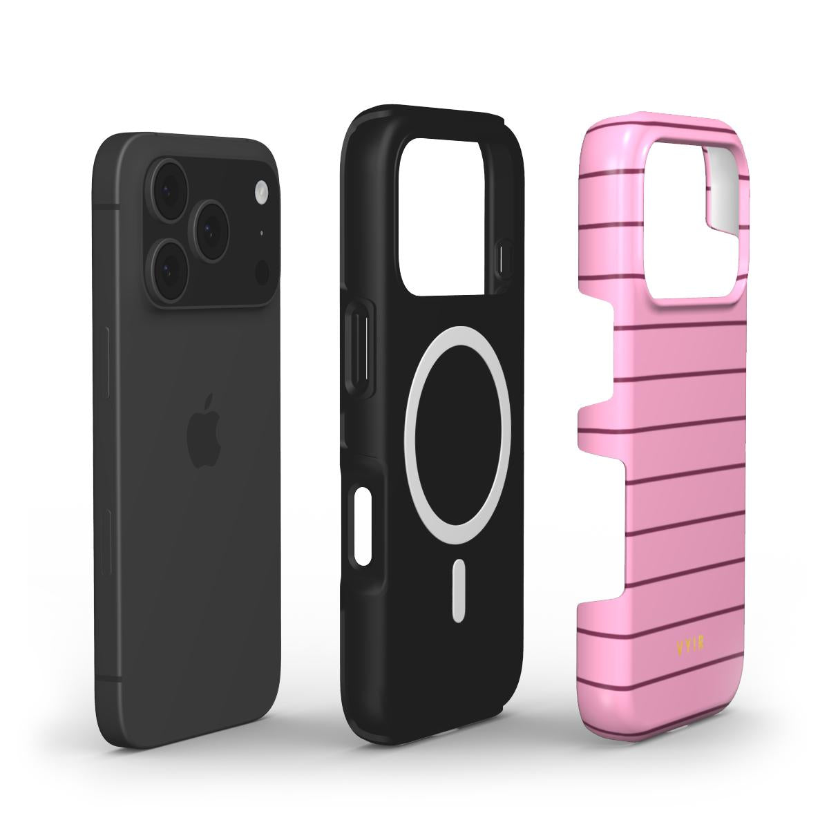 Horizontal Stripes, Blush Pink - Shockproof MagSafe iPhone Case - VYIR