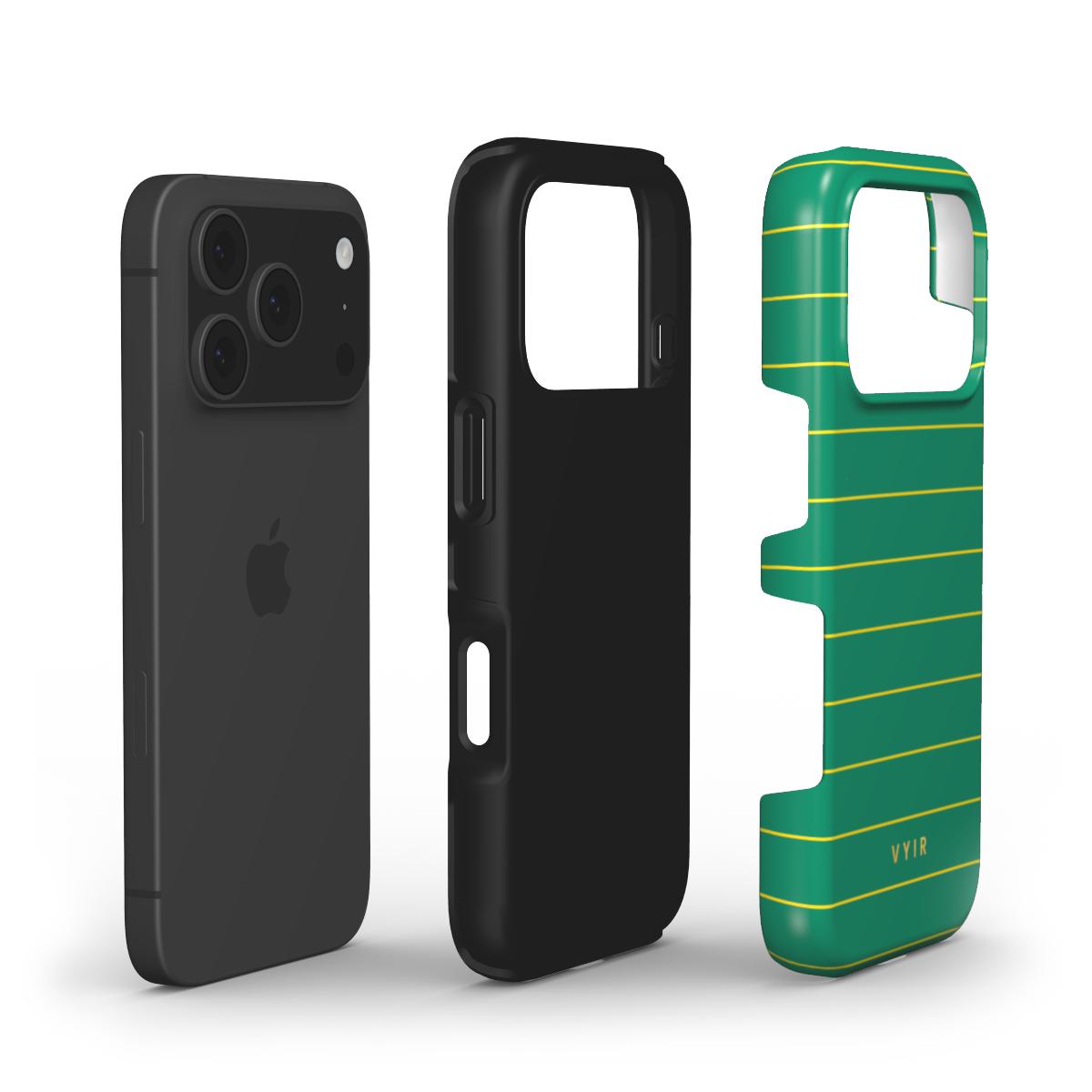 Horizontal Stripes, Goldline Green - Shockproof Phone Case - VYIR