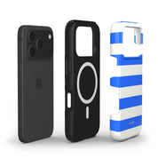Horizontal Stripes, Riviera Blue - Shockproof MagSafe iPhone Case - VYIR