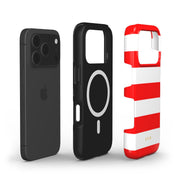 Horizontal Stripes, Red Silk - Shockproof MagSafe iPhone Case - VYIR
