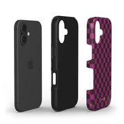 Tiny Checker, Burgundy - Shockproof Phone Case - VYIR