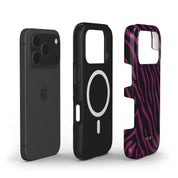 Zebra Luxe, Burgundy - Shockproof MagSafe iPhone Case - VYIR